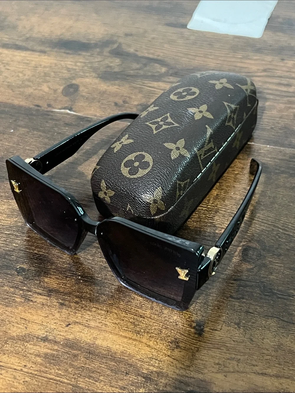 Louis Vuitton Black Sunglasses with Gold LV Medallions